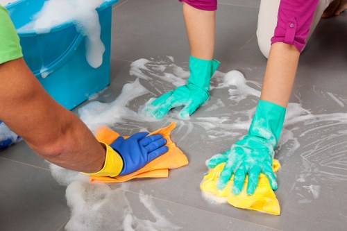 Carpet cleaning team using eco-friendly waste sorting in Battersea