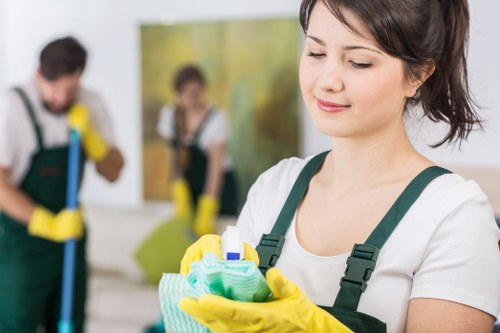 Professional rug cleaning process in Battersea with careful inspection